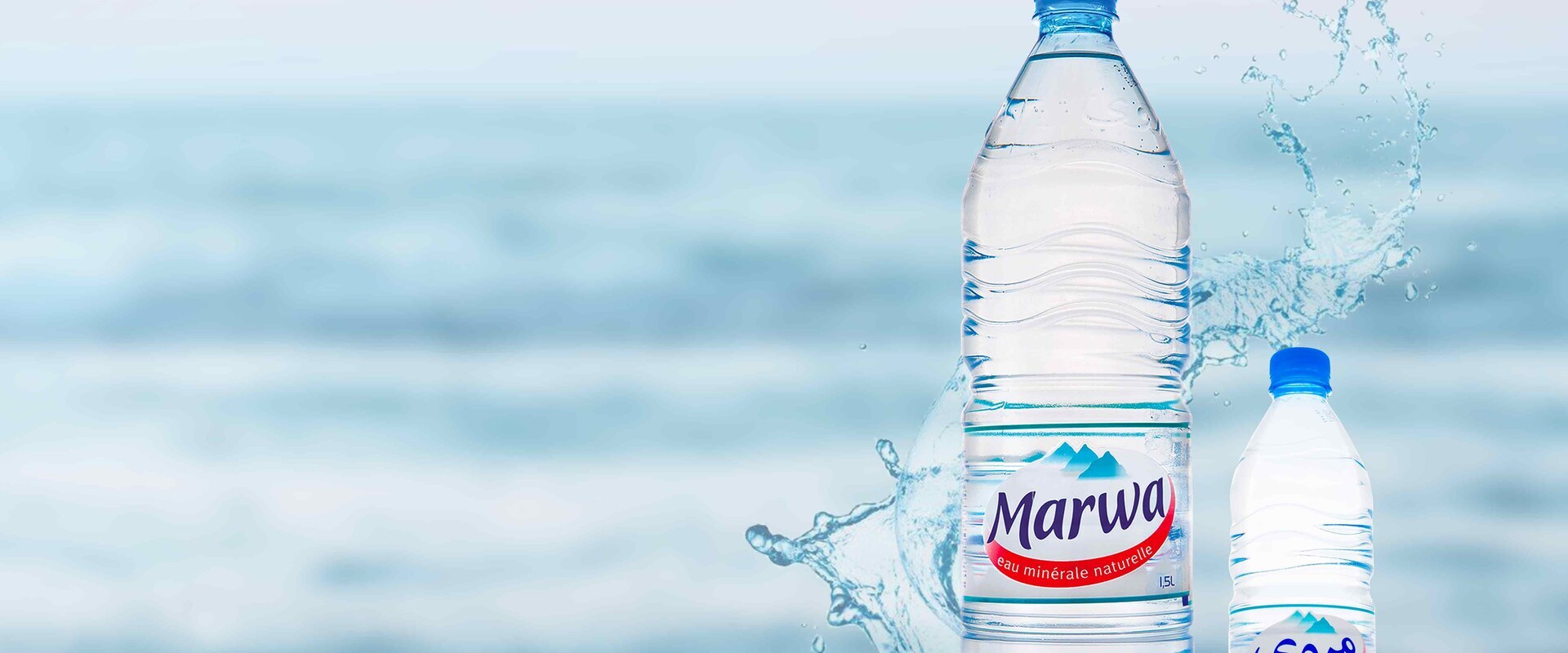 Marwa bouteille eclaboussures mer